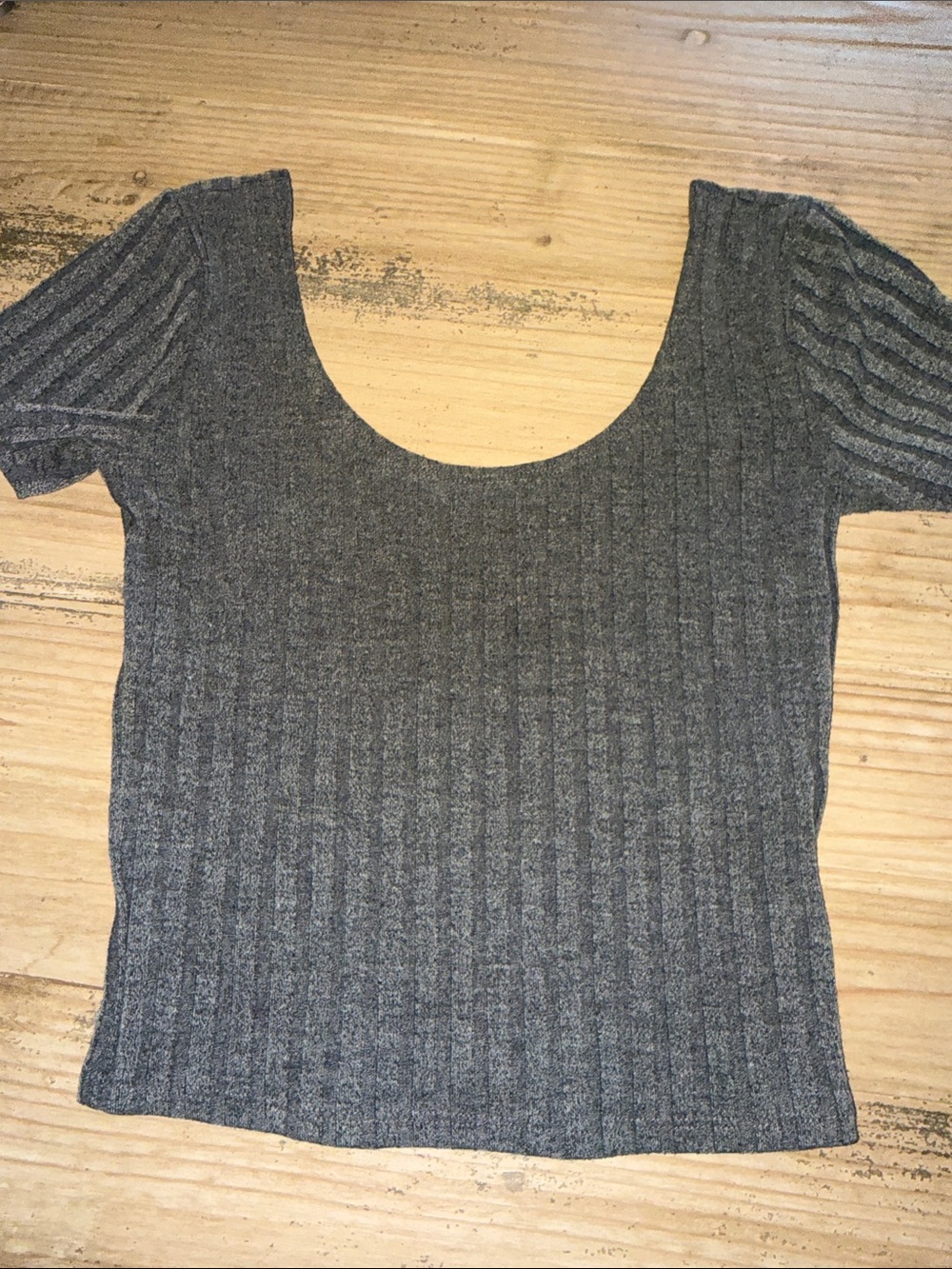 Hollister Ribbed Scoop Crop Top - Dark Gray